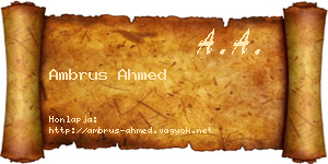 Ambrus Ahmed névjegykártya